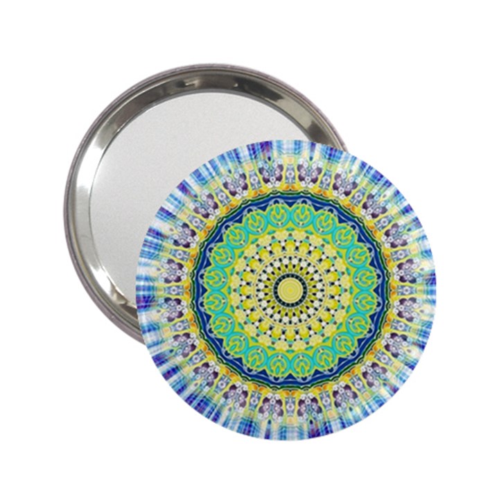 Power Mandala Sun Blue Green Yellow Lilac 2.25  Handbag Mirrors