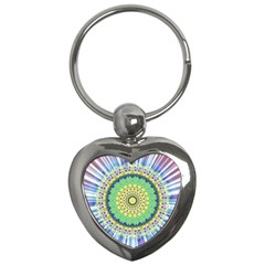 Power Mandala Sun Blue Green Yellow Lilac Key Chains (heart) 