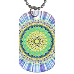 Power Mandala Sun Blue Green Yellow Lilac Dog Tag (one Side) by EDDArt