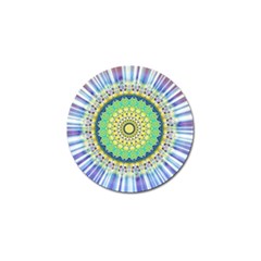 Power Mandala Sun Blue Green Yellow Lilac Golf Ball Marker (4 Pack) by EDDArt