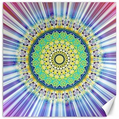 Power Mandala Sun Blue Green Yellow Lilac Canvas 16  X 16  