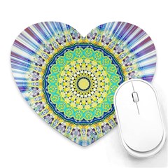 Power Mandala Sun Blue Green Yellow Lilac Heart Mousepads by EDDArt