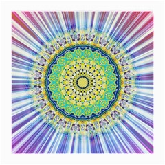 Power Mandala Sun Blue Green Yellow Lilac Medium Glasses Cloth (2-side) by EDDArt