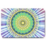 Power Mandala Sun Blue Green Yellow Lilac Large Doormat  30 x20  Door Mat