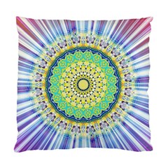 Power Mandala Sun Blue Green Yellow Lilac Standard Cushion Case (one Side) by EDDArt