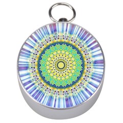 Power Mandala Sun Blue Green Yellow Lilac Silver Compasses by EDDArt