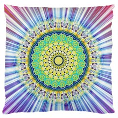 Power Mandala Sun Blue Green Yellow Lilac Standard Flano Cushion Case (two Sides) by EDDArt