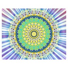 Power Mandala Sun Blue Green Yellow Lilac Double Sided Flano Blanket (medium) 