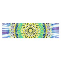 Power Mandala Sun Blue Green Yellow Lilac Satin Scarf (oblong) by EDDArt