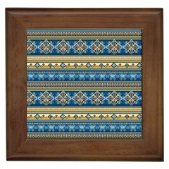 Vintage Border Wallpaper Pattern Blue Gold Framed Tiles by EDDArt