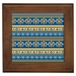 Vintage Border Wallpaper Pattern Blue Gold Framed Tiles Front