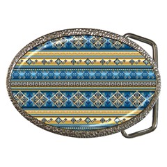 Vintage Border Wallpaper Pattern Blue Gold Belt Buckles by EDDArt