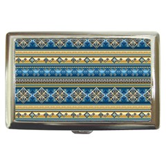 Vintage Border Wallpaper Pattern Blue Gold Cigarette Money Cases by EDDArt