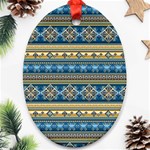 Vintage Border Wallpaper Pattern Blue Gold Oval Ornament (Two Sides) Front