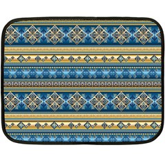 Vintage Border Wallpaper Pattern Blue Gold Fleece Blanket (mini) by EDDArt