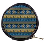 Vintage Border Wallpaper Pattern Blue Gold Mini Makeup Bags Front