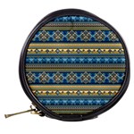 Vintage Border Wallpaper Pattern Blue Gold Mini Makeup Bags Back