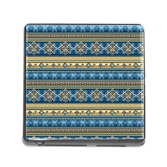 Vintage Border Wallpaper Pattern Blue Gold Memory Card Reader (square 5 Slot) by EDDArt