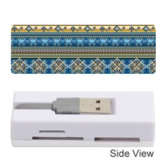 Vintage Border Wallpaper Pattern Blue Gold Memory Card Reader (stick) by EDDArt