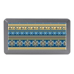 Vintage Border Wallpaper Pattern Blue Gold Memory Card Reader (mini) by EDDArt