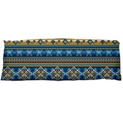 Vintage Border Wallpaper Pattern Blue Gold Body Pillow Case (dakimakura) by EDDArt