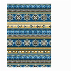 Vintage Border Wallpaper Pattern Blue Gold Small Garden Flag (two Sides) by EDDArt