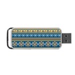 Vintage Border Wallpaper Pattern Blue Gold Portable USB Flash (One Side) Front