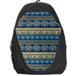 Vintage Border Wallpaper Pattern Blue Gold Backpack Bag Front