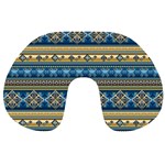 Vintage Border Wallpaper Pattern Blue Gold Travel Neck Pillows Front