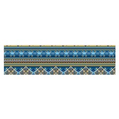 Vintage Border Wallpaper Pattern Blue Gold Satin Scarf (oblong) by EDDArt