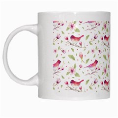 Watercolor Birds Magnolia Spring Pattern White Mugs by EDDArt