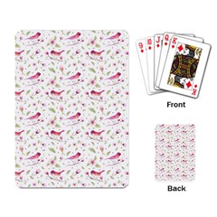 Watercolor Birds Magnolia Spring Pattern Playing Card by EDDArt