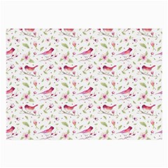 Watercolor Birds Magnolia Spring Pattern Large Glasses Cloth (2-side) by EDDArt