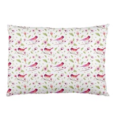 Watercolor Birds Magnolia Spring Pattern Pillow Case by EDDArt