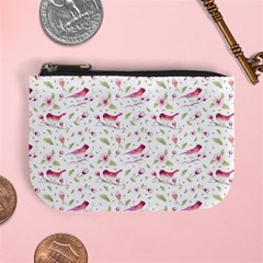 Watercolor Birds Magnolia Spring Pattern Mini Coin Purses by EDDArt