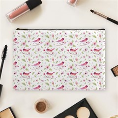 Watercolor Birds Magnolia Spring Pattern Cosmetic Bag (Large)