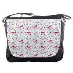 Watercolor Birds Magnolia Spring Pattern Messenger Bags by EDDArt