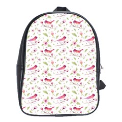 Watercolor Birds Magnolia Spring Pattern School Bag (xl) by EDDArt