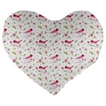 Watercolor Birds Magnolia Spring Pattern Large 19  Premium Heart Shape Cushions Front