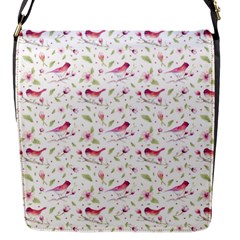 Watercolor Birds Magnolia Spring Pattern Flap Messenger Bag (s) by EDDArt