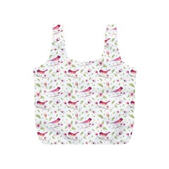 Watercolor Birds Magnolia Spring Pattern Full Print Recycle Bags (S) 