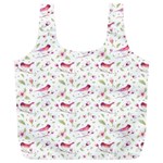 Watercolor Birds Magnolia Spring Pattern Full Print Recycle Bags (L)  Back