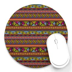 Traditional Africa Border Wallpaper Pattern Colored 2 Round Mousepads by EDDArt