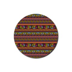 Traditional Africa Border Wallpaper Pattern Colored 2 Rubber Coaster (round)  by EDDArt