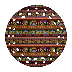 Traditional Africa Border Wallpaper Pattern Colored 2 Round Filigree Ornament (two Sides) by EDDArt