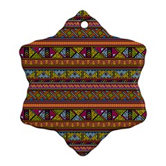 Traditional Africa Border Wallpaper Pattern Colored 2 Snowflake Ornament (two Sides) by EDDArt