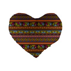 Traditional Africa Border Wallpaper Pattern Colored 2 Standard 16  Premium Heart Shape Cushions by EDDArt