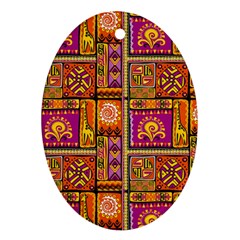 Traditional Africa Border Wallpaper Pattern Colored 3 Ornament (oval) by EDDArt