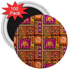 Traditional Africa Border Wallpaper Pattern Colored 3 3  Magnets (100 Pack) by EDDArt