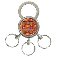 Traditional Africa Border Wallpaper Pattern Colored 3 3-ring Key Chains by EDDArt